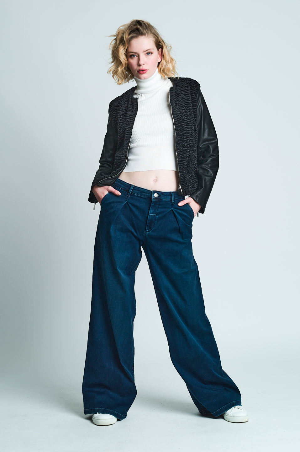 AMY Wide Leg - Dunkelblau - Satin