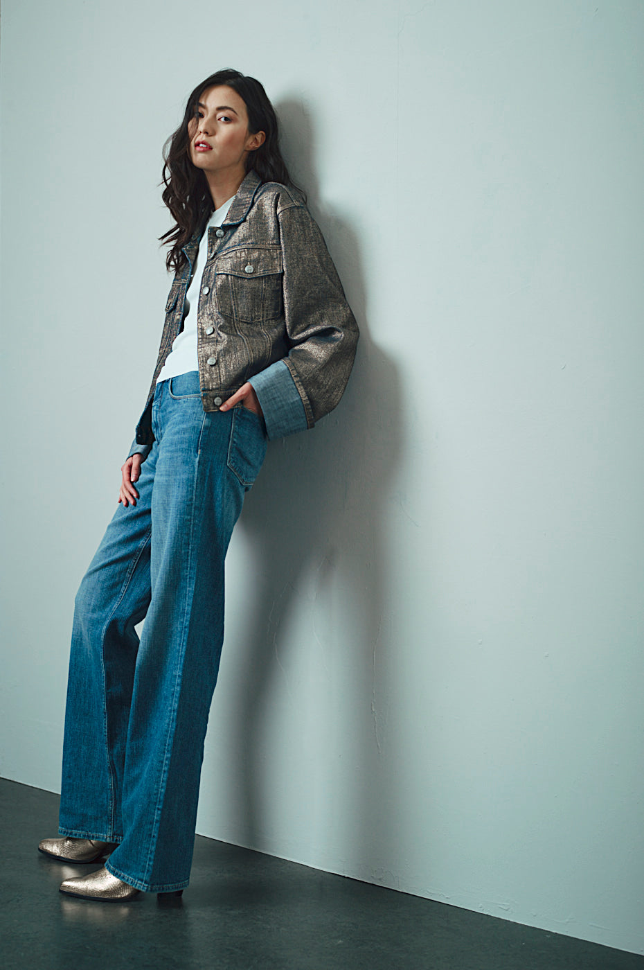 AVA Wide Leg - Cross Hedge - Mittelblau