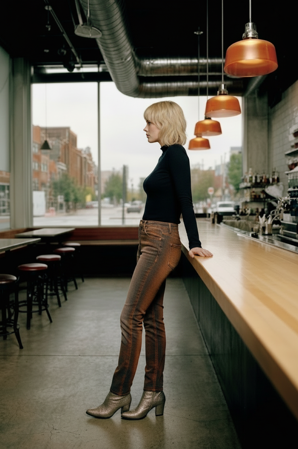 GRACIA Slim Fit - Velvet-Denim - Burned Orange