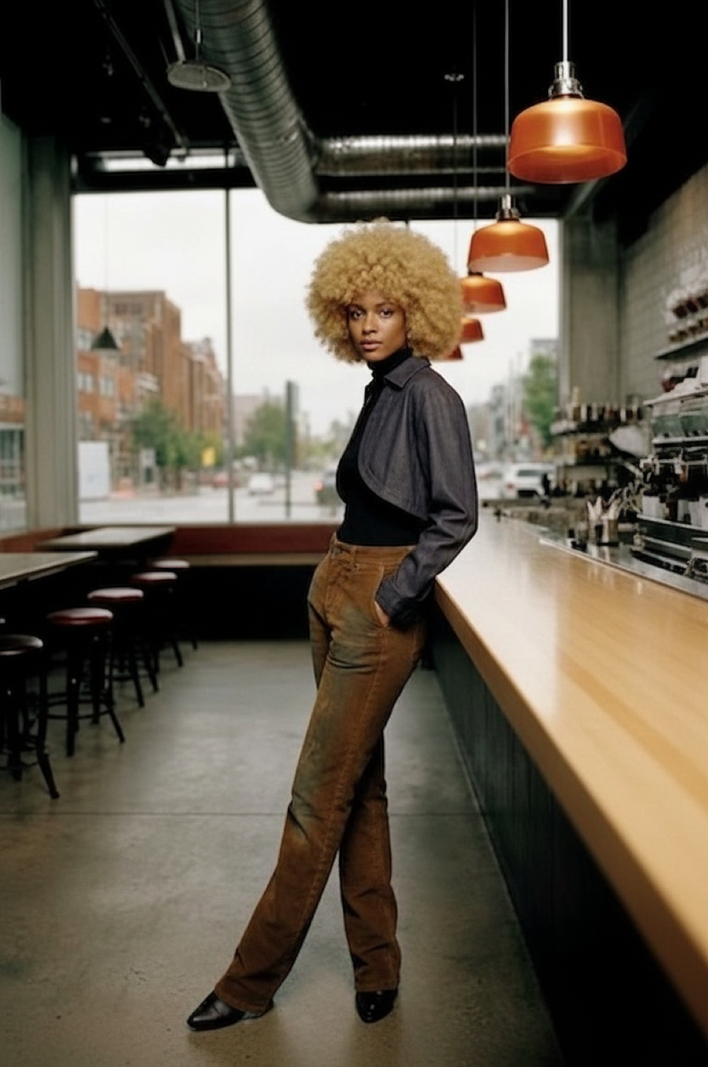 GRACIA Slim Fit - Velvet-Denim - Camel
