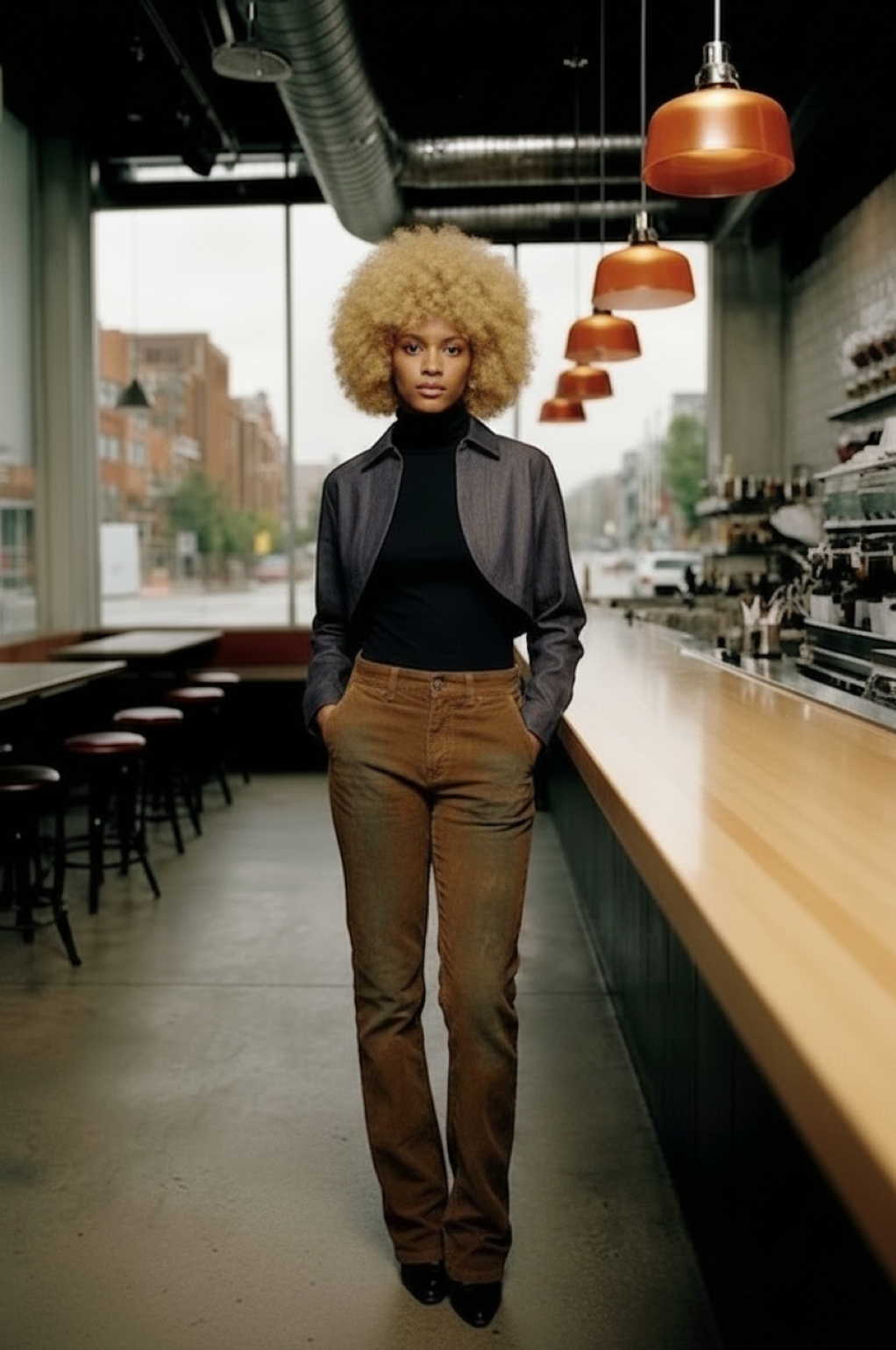 GRACIA Slim Fit - Velvet-Denim - Camel