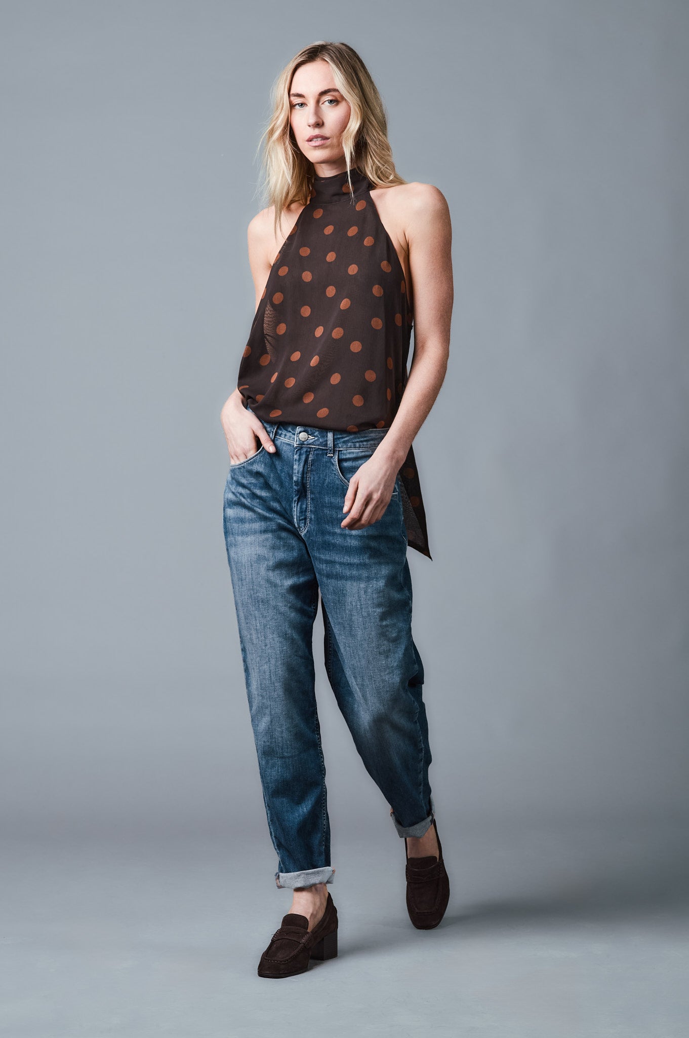 OLIVIA Barrel Fit - Cotton-Leinen - Mittelblau