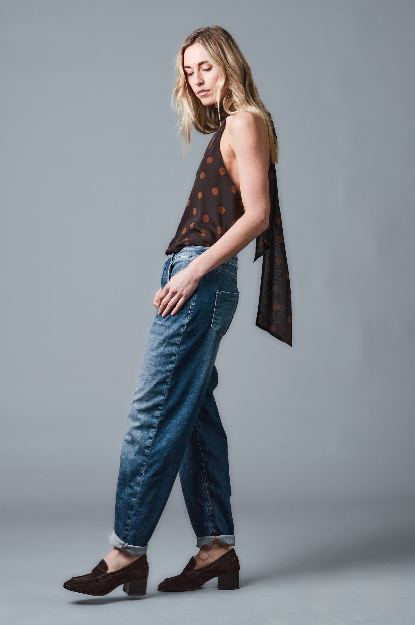 OLIVIA Barrel Fit - Cotton-Leinen - Mittelblau