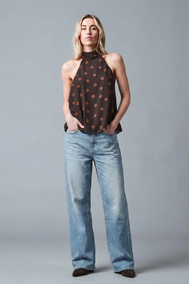 Five Fellas AVA Wide Leg Cotton-Leinen Hellblau